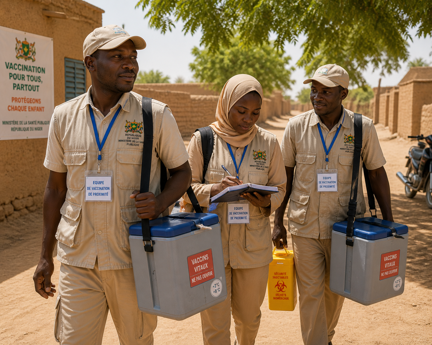 Last-mile vaccine delivery team, Niger